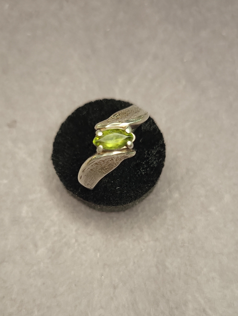 Vintage Sterling Silver Ring with Green Peridot Stone